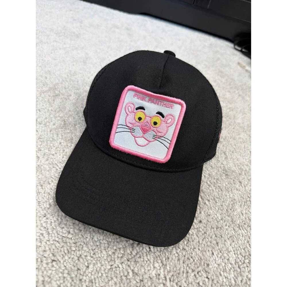 NEW Black & Pink Panther 80’s Cartoon Trucker Hat Baseball SnapBack Cap